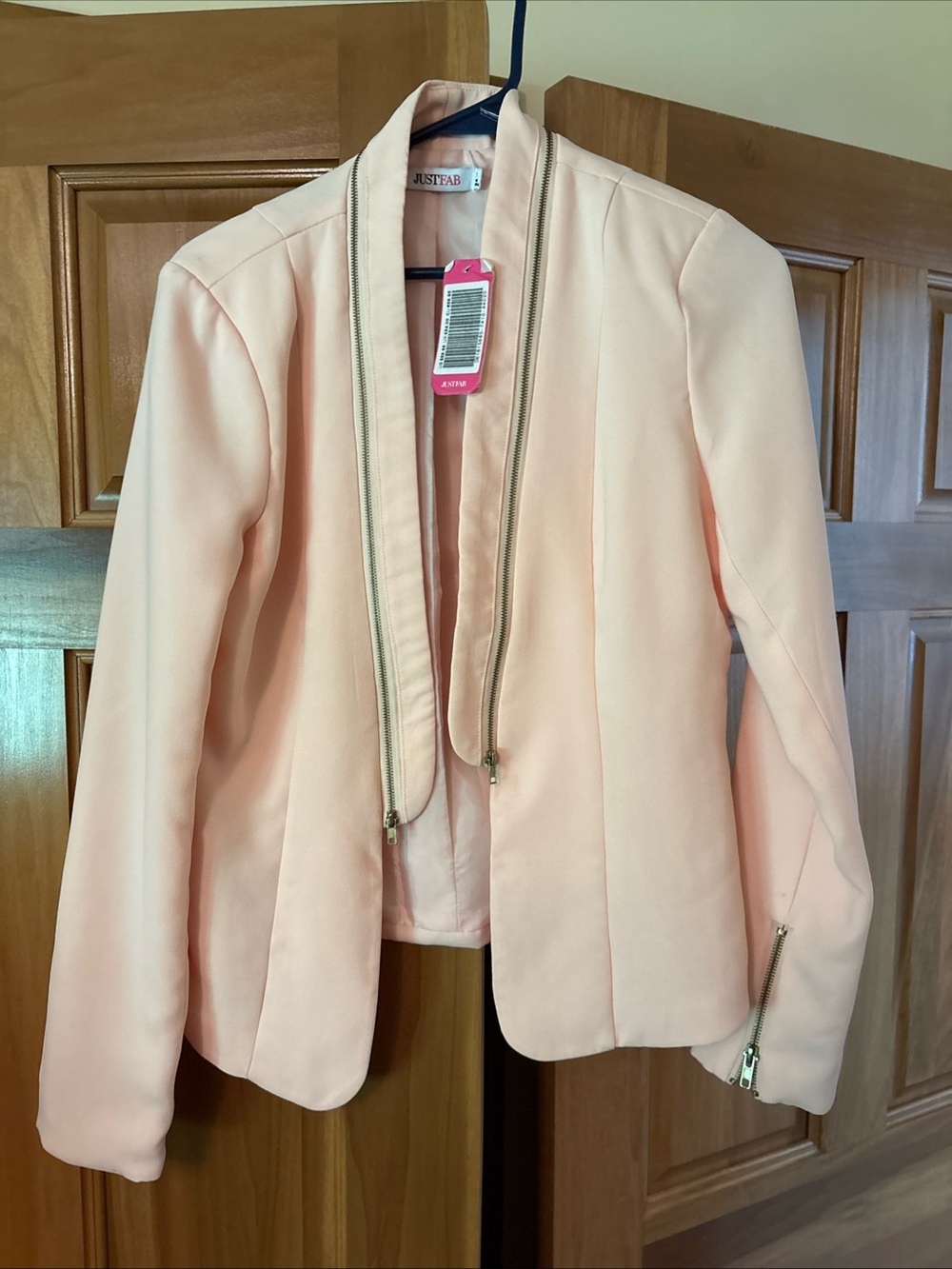 JustFab Women's Light Pink Zip-Trim Jacket